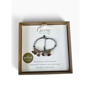 Demdaco Charm Bracelet Womens Grey Gold Silver Hearts Snowflakes Hallmark